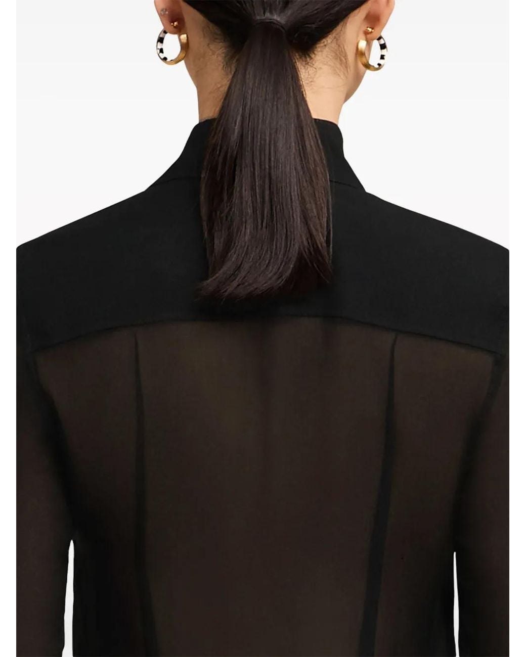 AMI Black Sheer Silk Maxi Dress