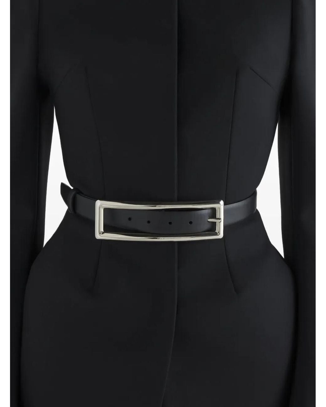 Mugler Black Rectangular-Buckle Belt