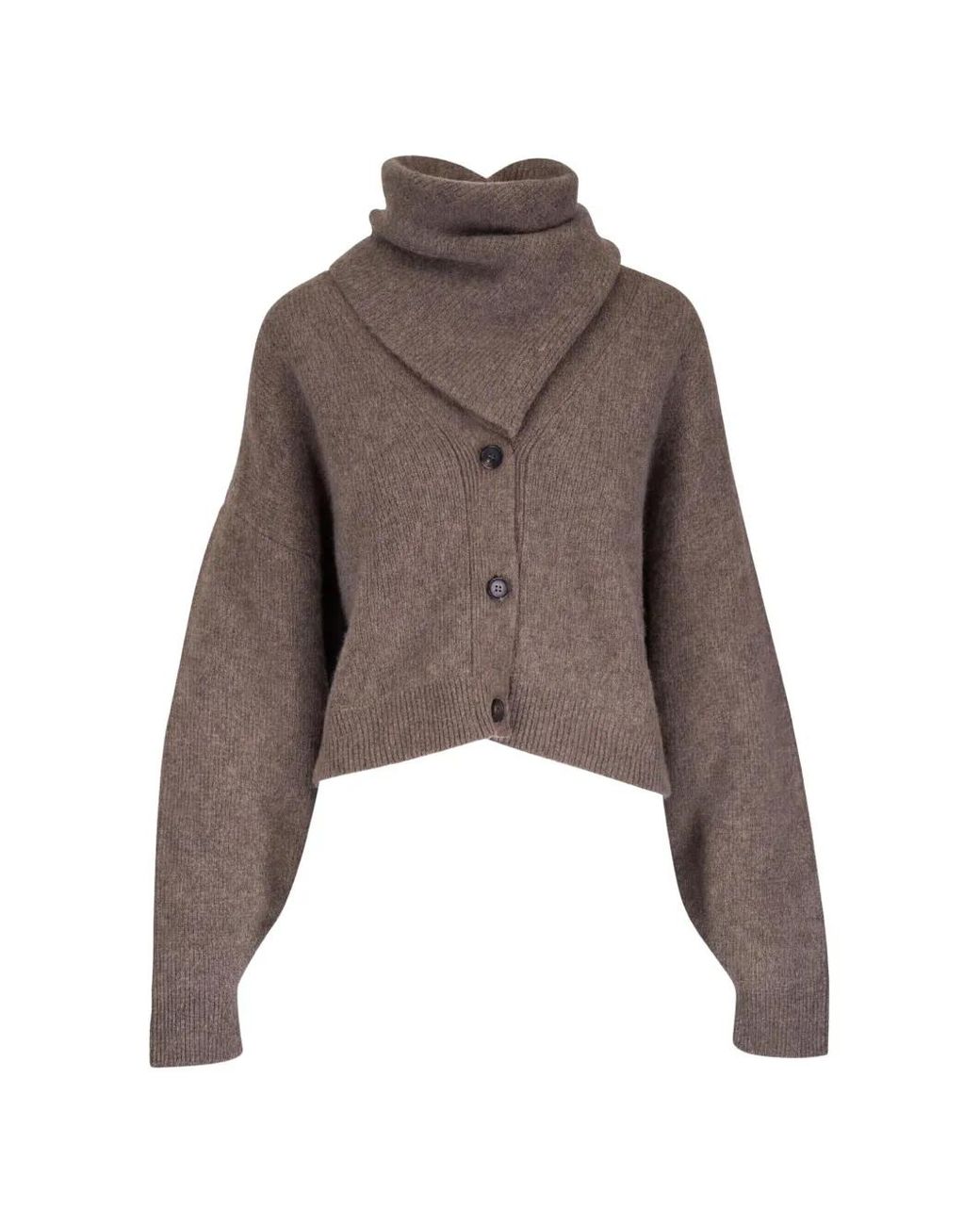 LeKasha Brown Derios Button-Up Rib-Knit Cardigan