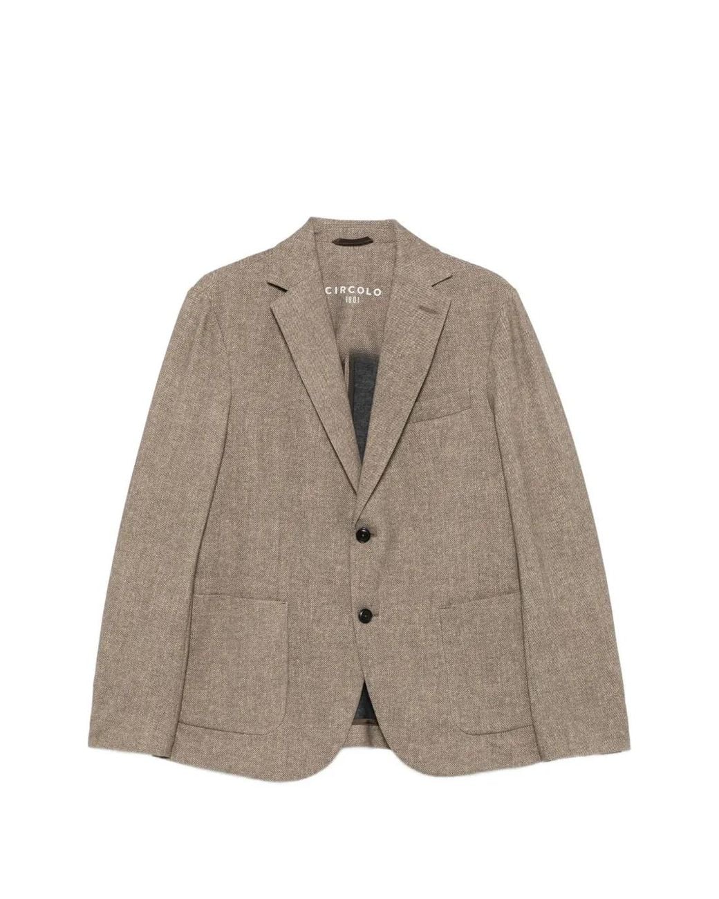 Circolo 1901 Brown Herringbone-Pattern Single-Breasted Blazer for men