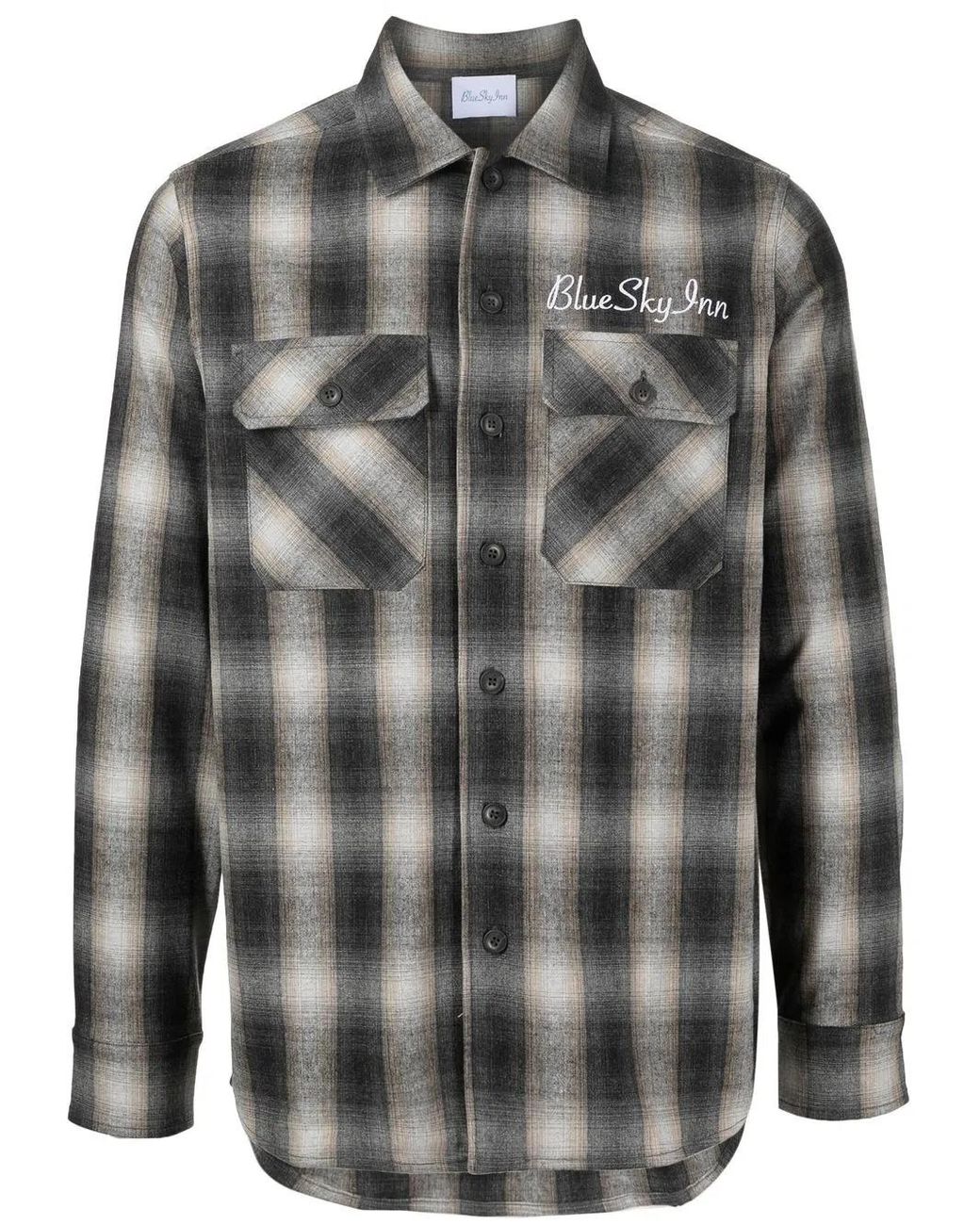 BLUE SKY INN Gray Check-Pattern Long-Sleeve Shirt for men