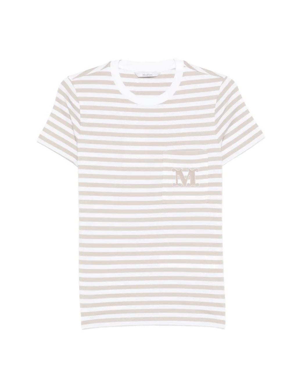 Max Mara White Striped Cotton T-Shirt
