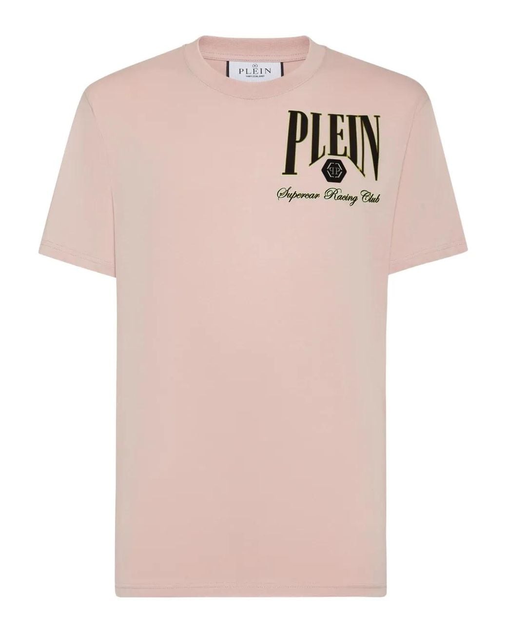 Philipp Plein Pink T-Shirt Round Neck Ss Supercar Racing for men