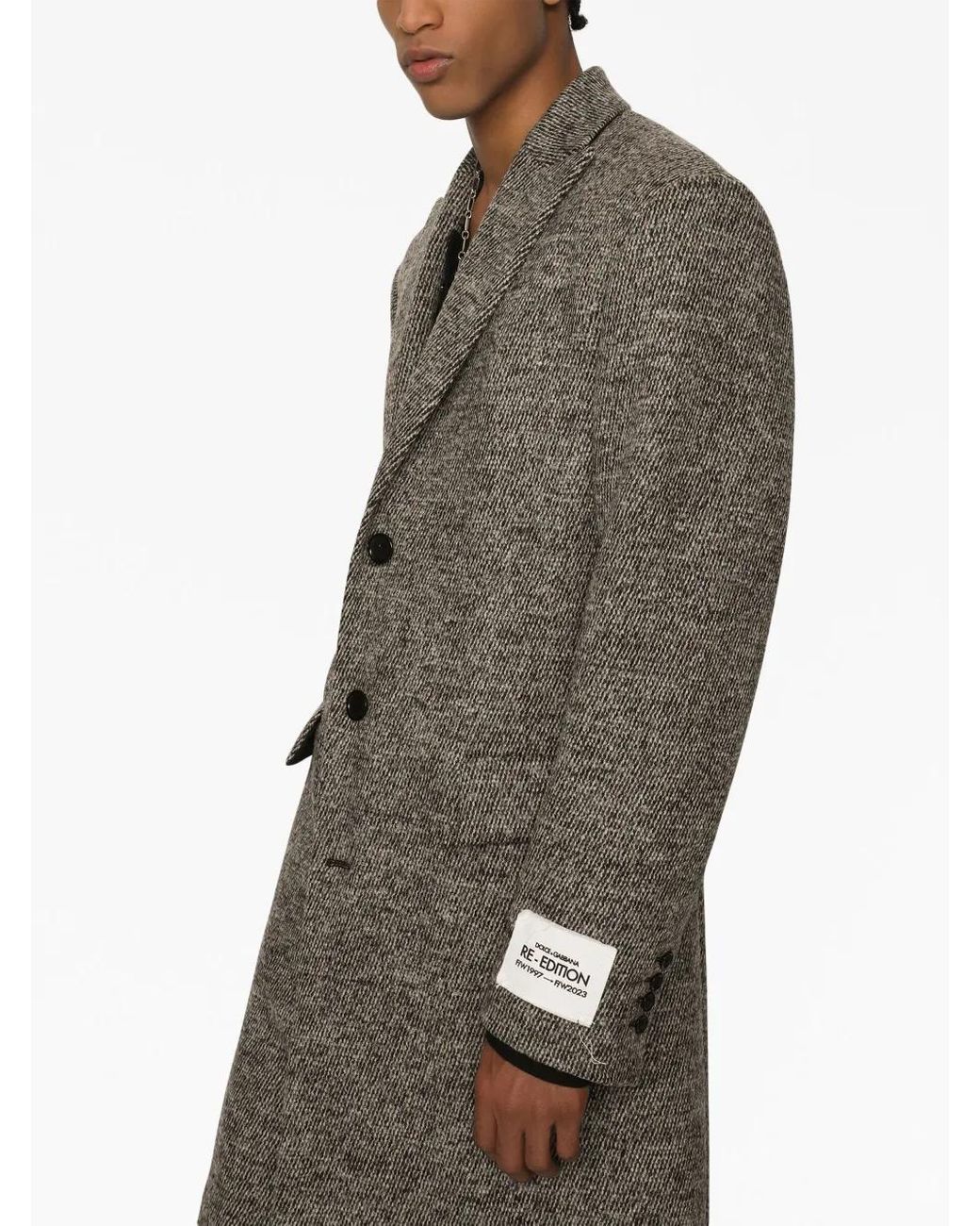 Dolce & Gabbana Gray Single-Breasted Melange Coat for men