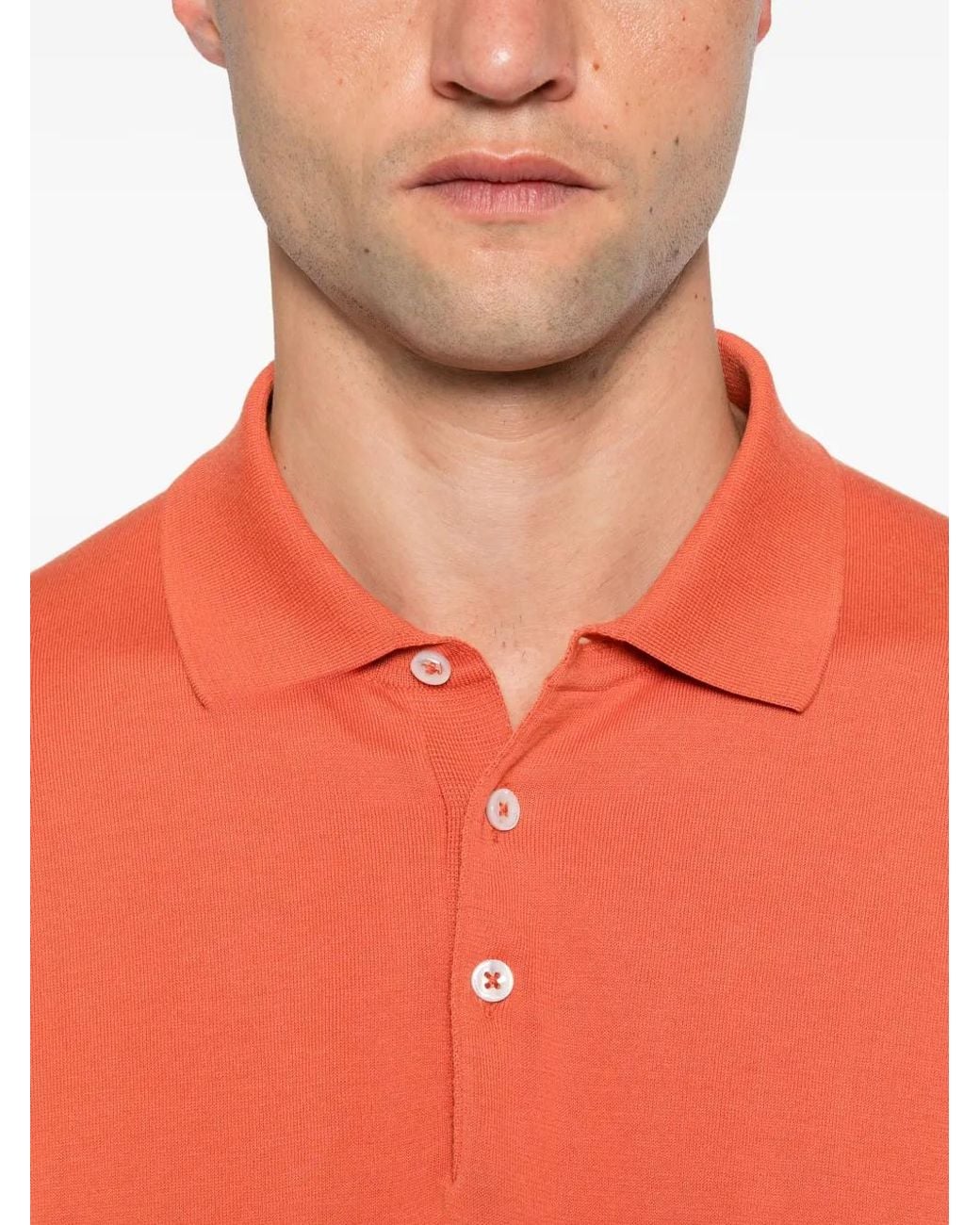 Cesare Attolini Orange Short-Sleeve Polo Shirt for men