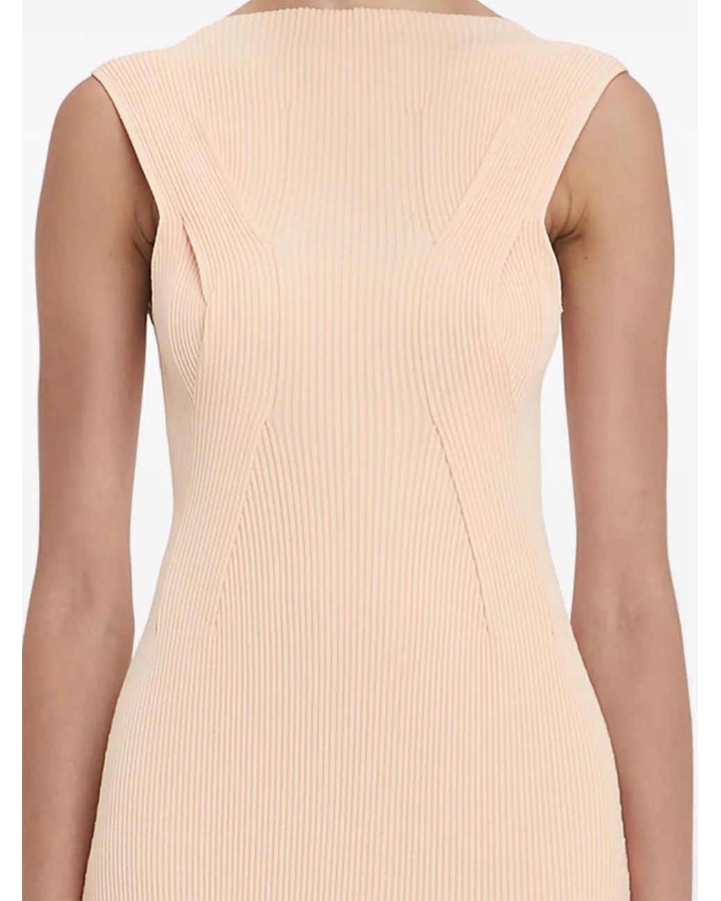 Victoria Beckham White Pleat-Detailing Sleeveless Maxi Dress