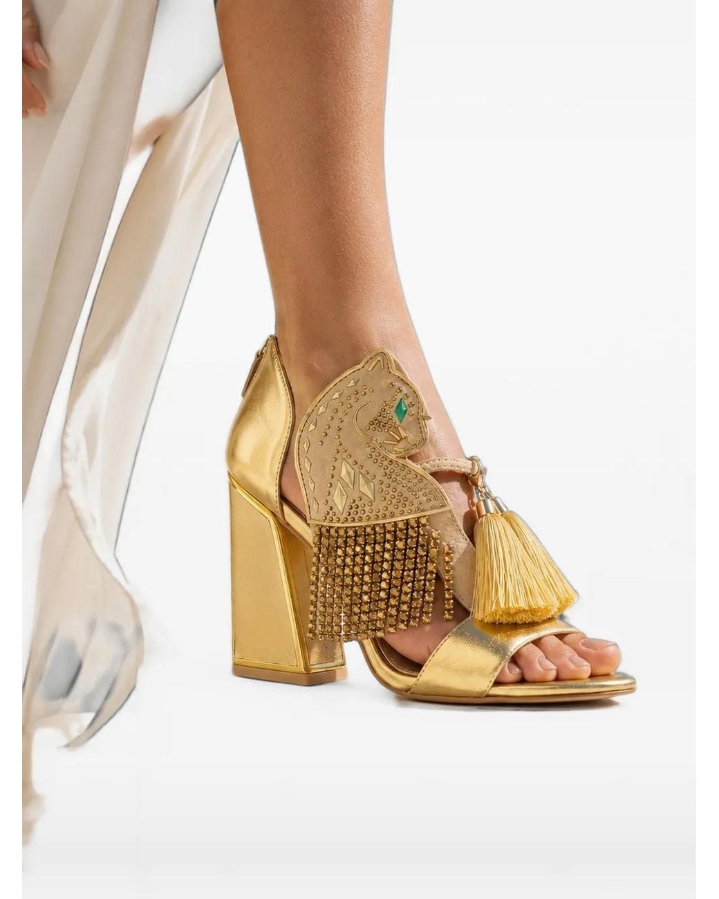 Kat Maconie Metallic Sandales Aya Panther Ornées D'Un Motif Léopard