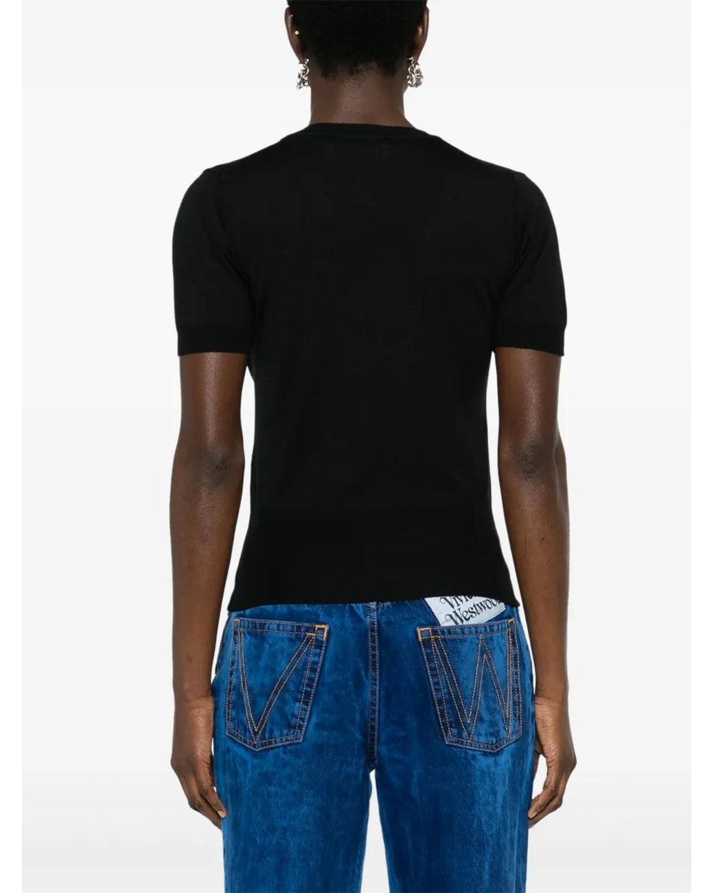 Vivienne Westwood Black Merino Wool-Silk Blend Knit Top