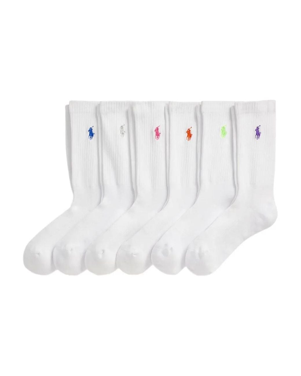 Polo Ralph Lauren White Embroidered Pony Crew Sock 6-Pack