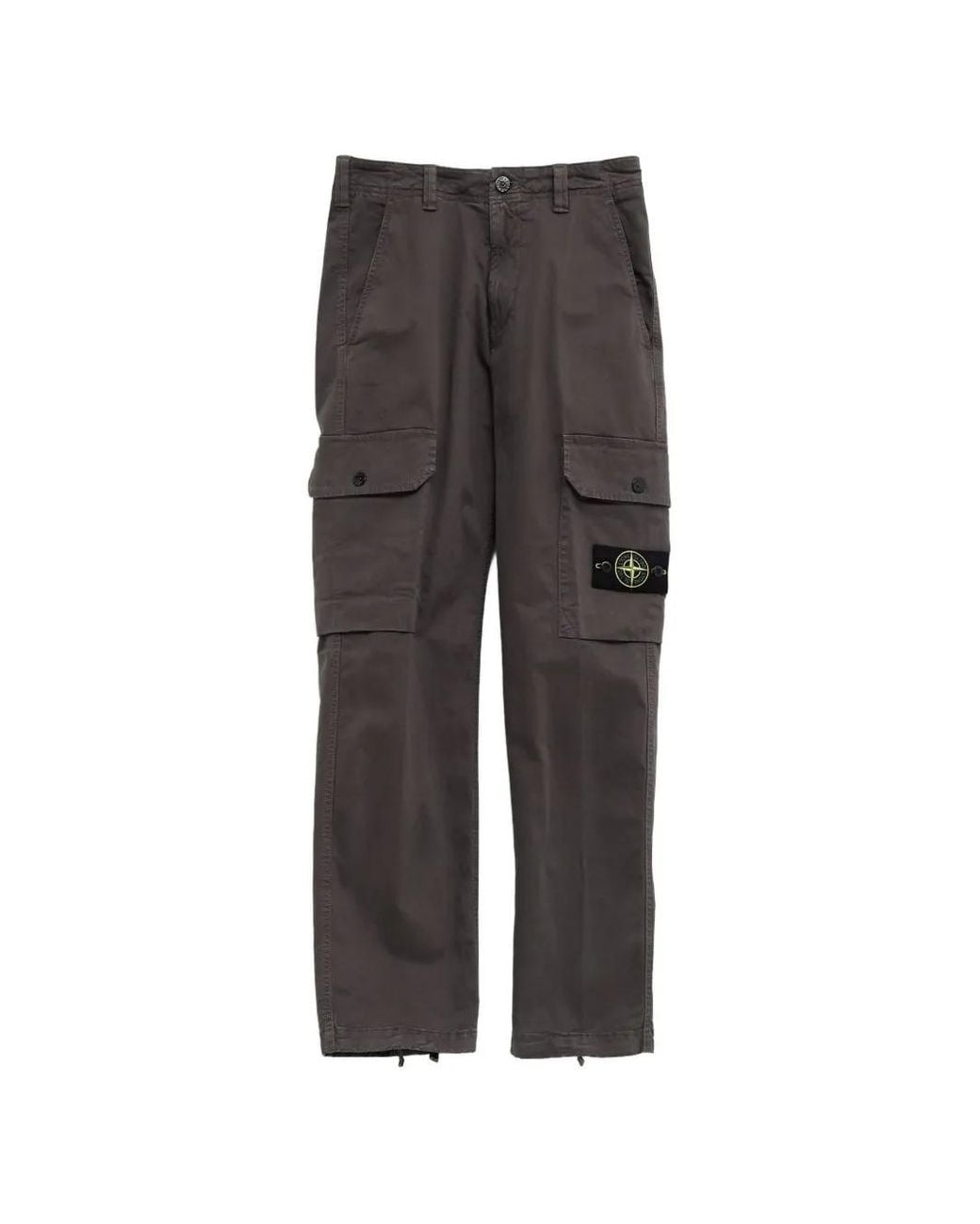 Stone Island Gray 3100011 Organic Cotton Stretch Broken Twill 'Old' Effect Trousers for men