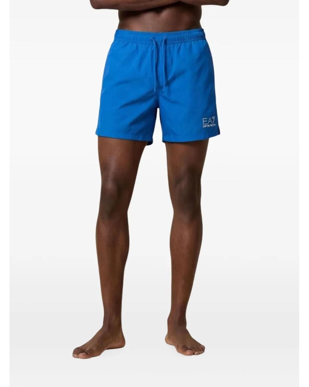 EA7 Blue Logo-Print Swim Shorts for men