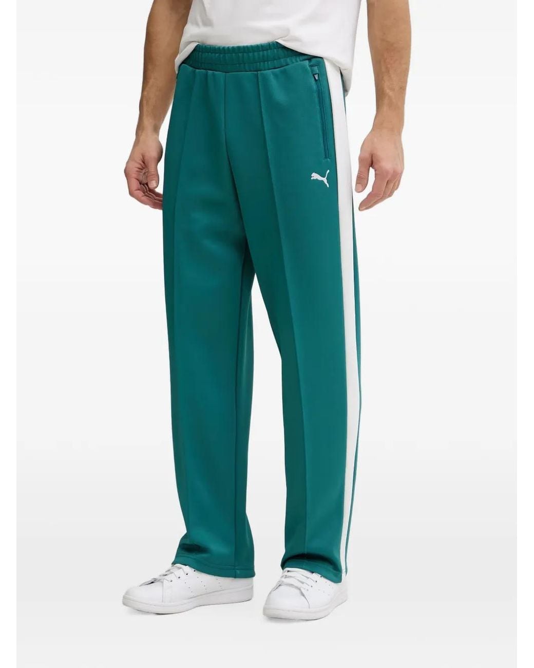 PUMA Green T7 Logo-Embroidered Side-Stripe Track Pants for men