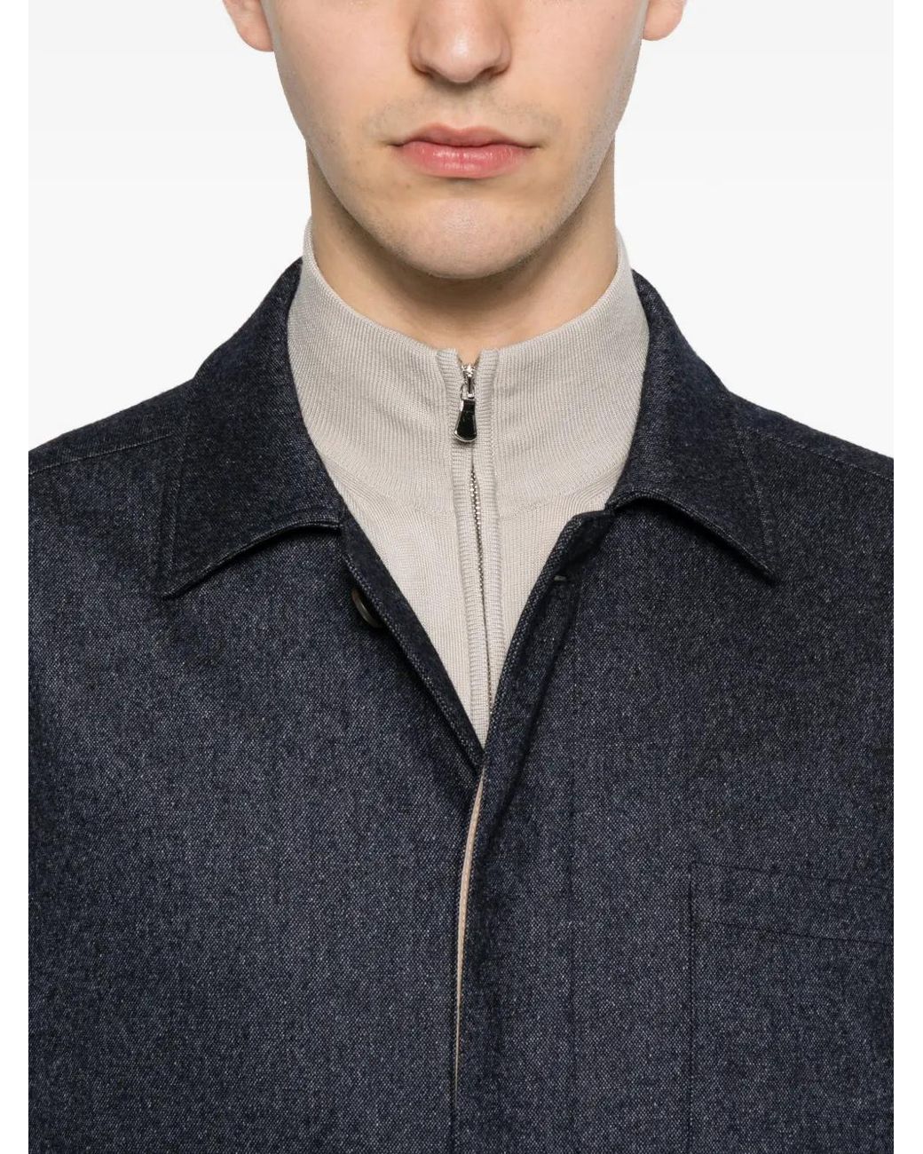 Eleventy Blue Chest-Pocket Shirt Jacket for men