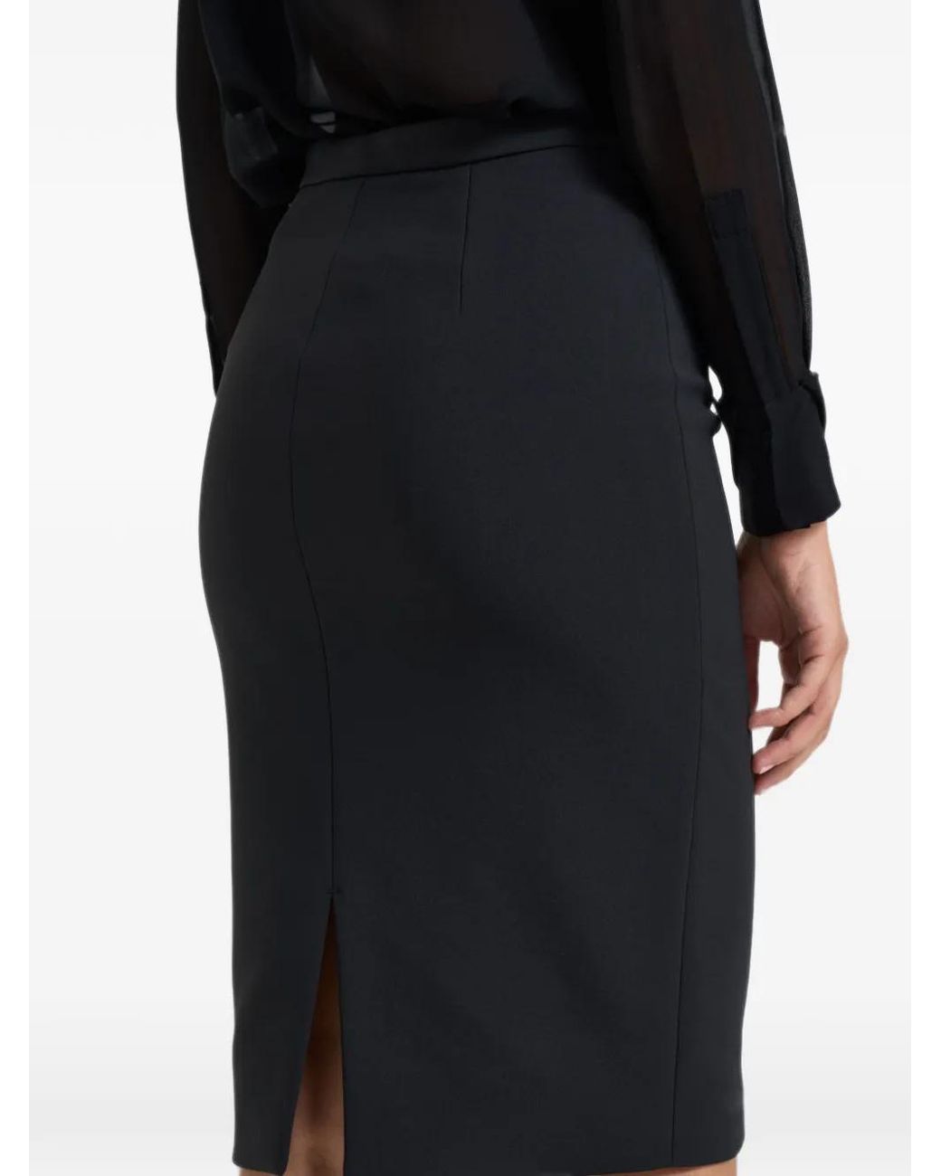 Elisabetta Franchi Black Logo-Plaque Pencil Midi Skirt