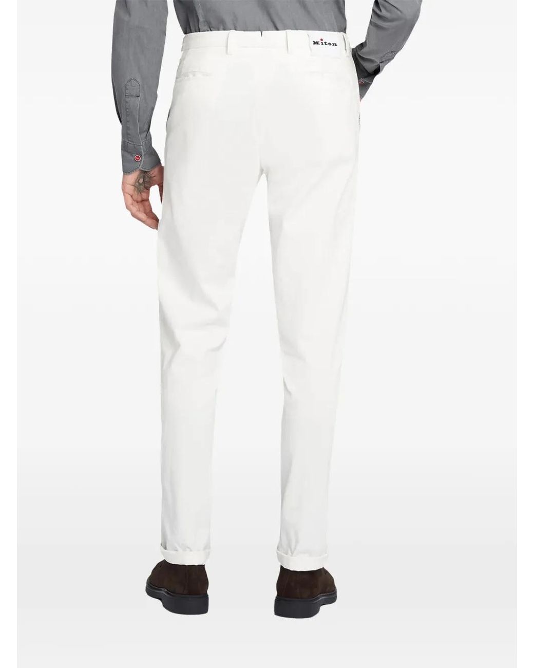 Kiton White Slim-Fit Chino Trousers for men
