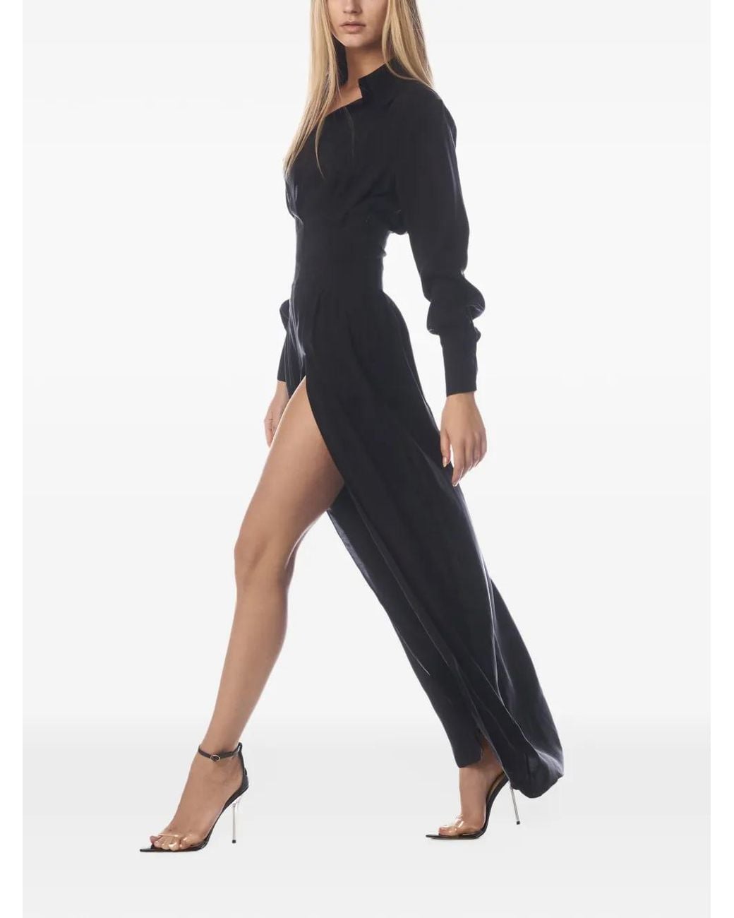 Tessitura Body Couture Black Side-Slit Maxi Dress
