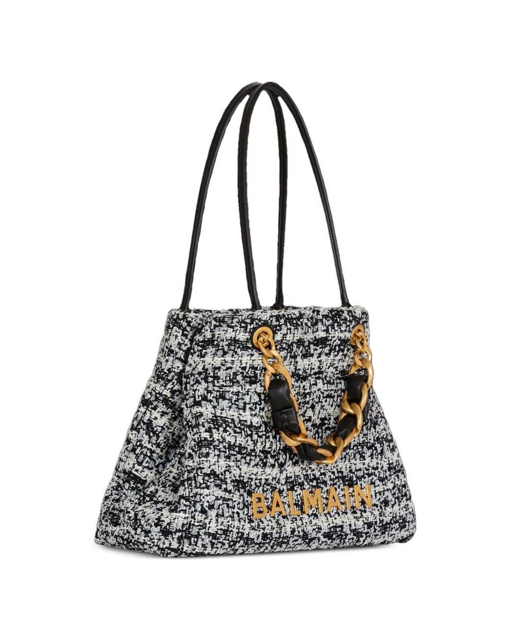 Balmain Blue 1945 Soft Tweed Tote Bag