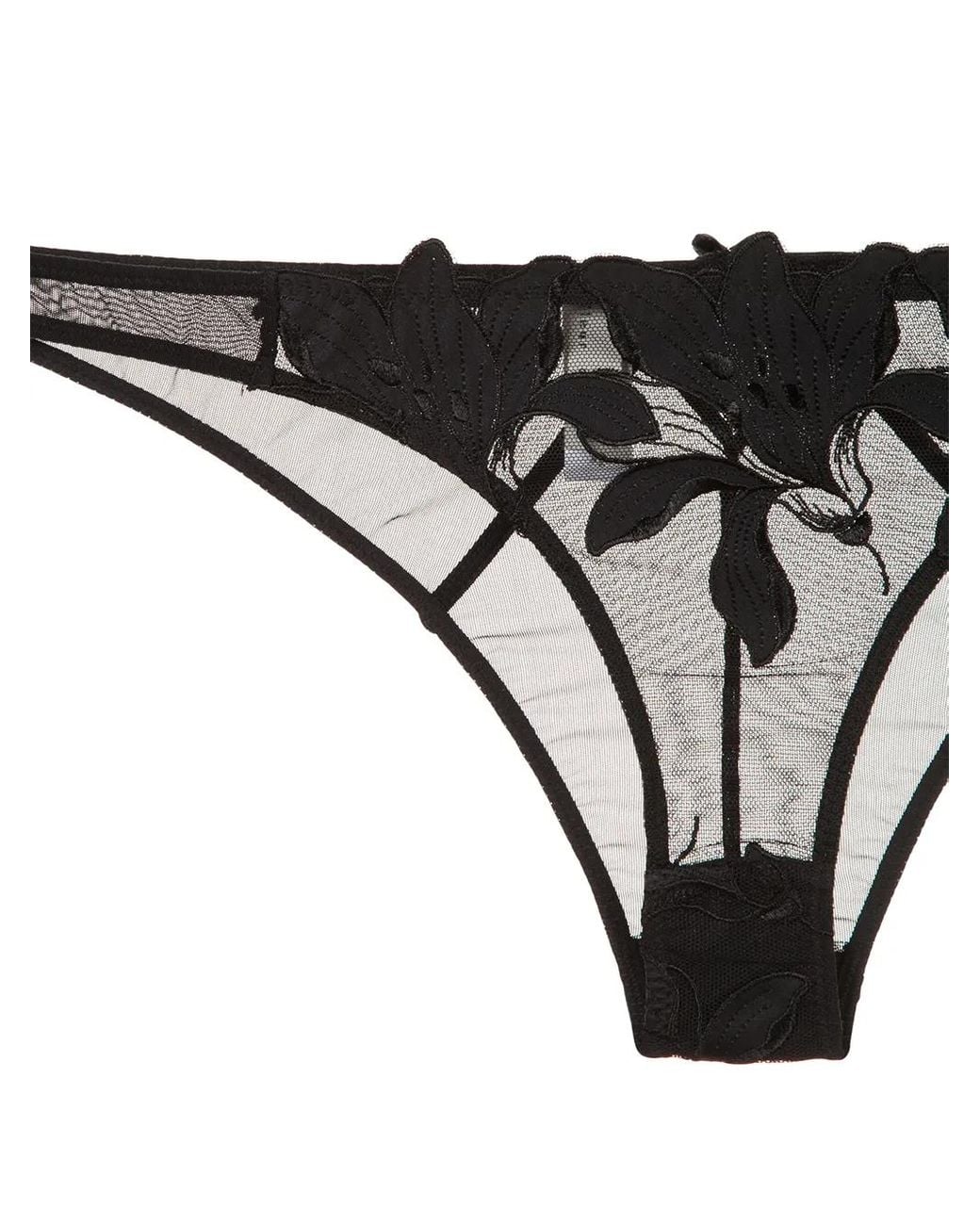Fleur du Mal Black Lily Embroidered Cheeky