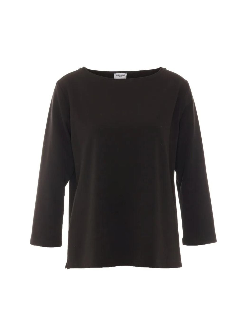 RUE DU BAC Black Boat-Neck Long-Sleeve Blouse