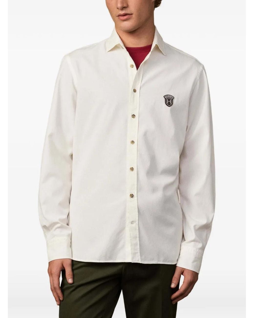 Hackett White Twill Badge Shirt for men