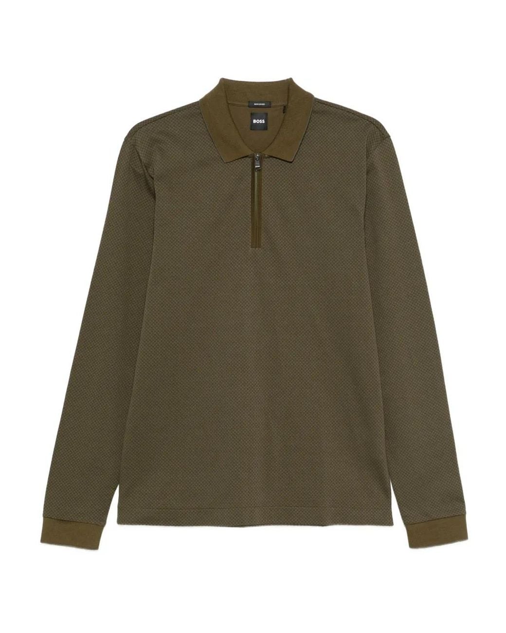 Boss Green Mercerised-Cotton Polo Shirt With Two-Tone Structure for men