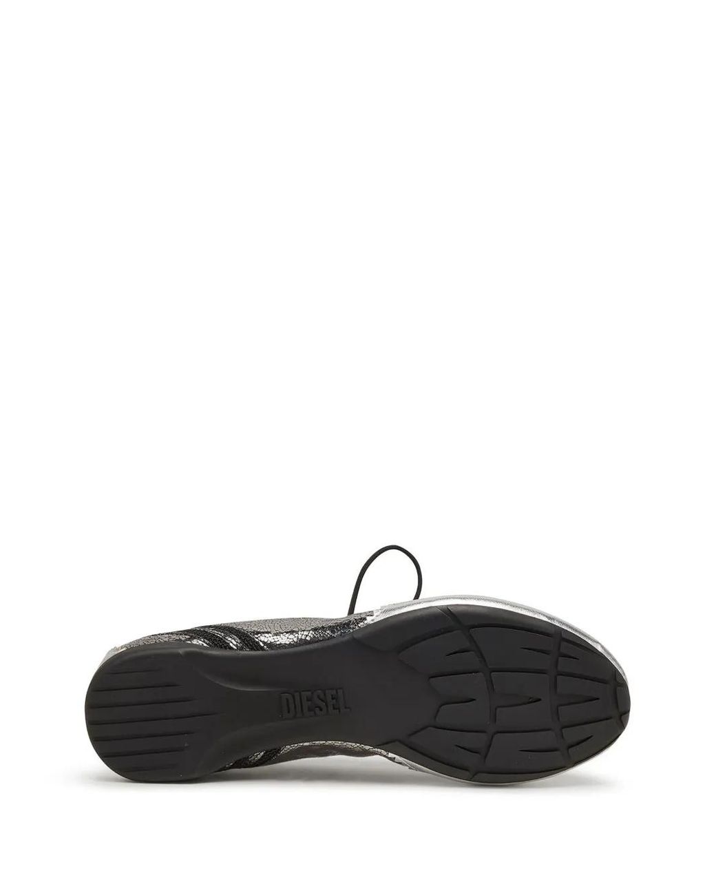 DIESEL White D-Mile-Metallic Lace-Up Ballet Flats