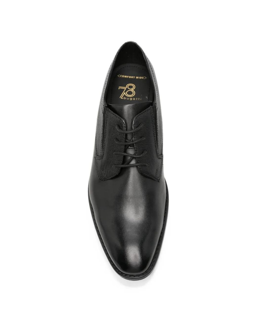 Bugatti Black Textured-Panel Leather Derby Shoes for men