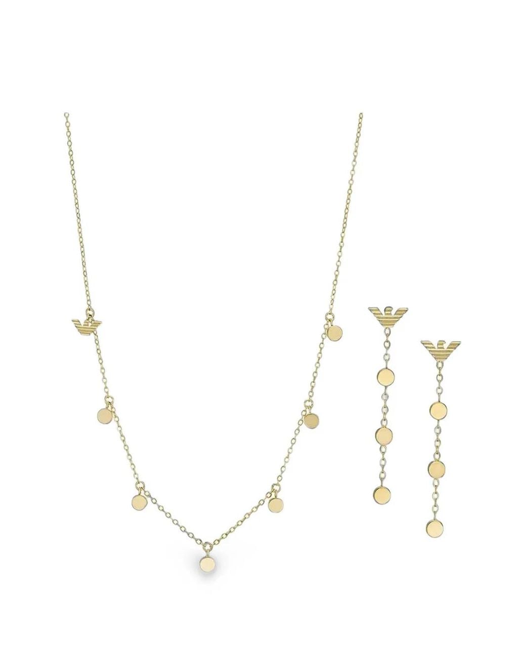 Emporio Armani White Logo-Plaque Necklace And Earrings Set