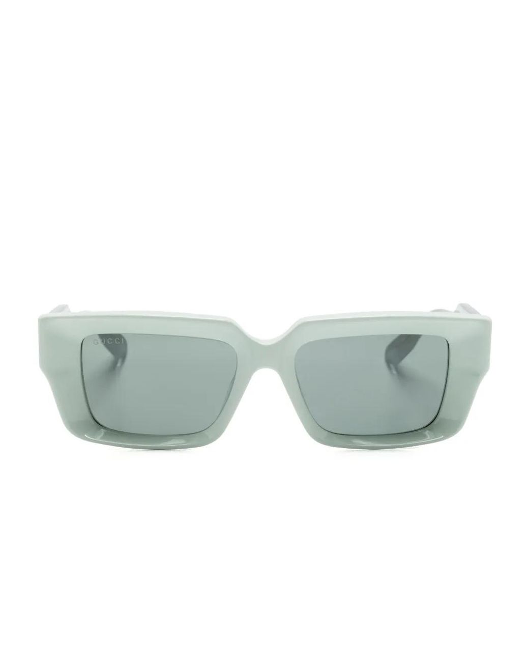 Gucci Green Logo-Debossed Rectangle-Frame Sunglasses