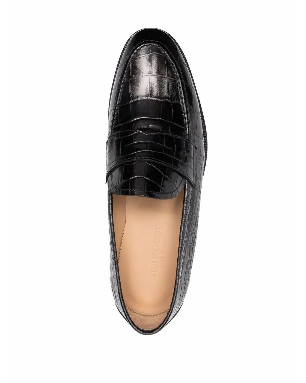 Scarosso Black Stefano Crocodile-Embossed Loafers for men