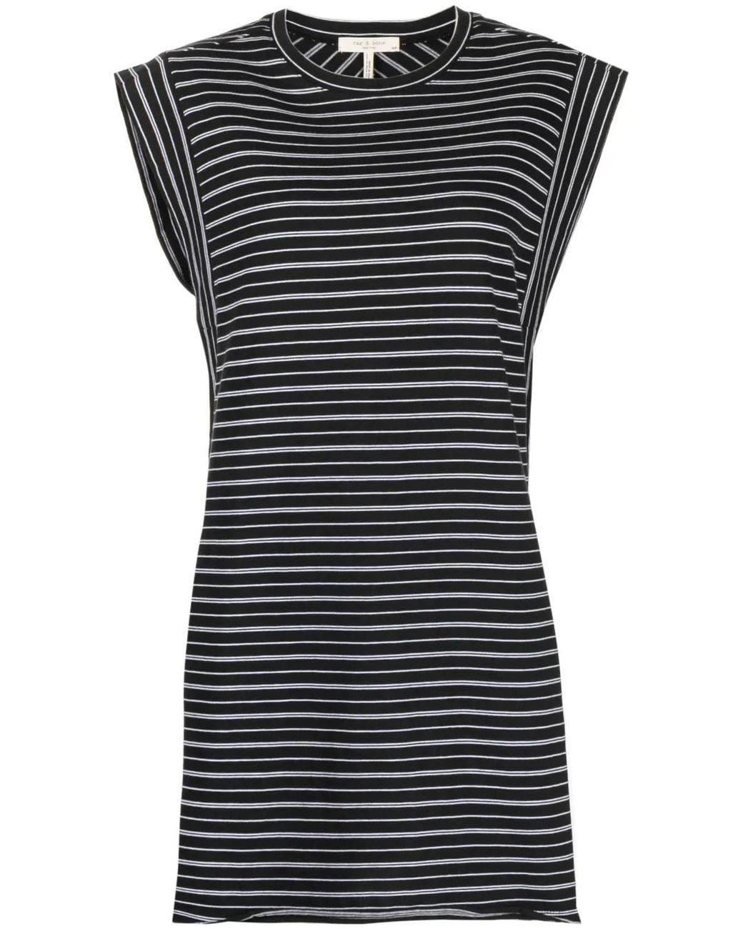 Rag & Bone Black Stripe-Print Organic-Cotton Dress