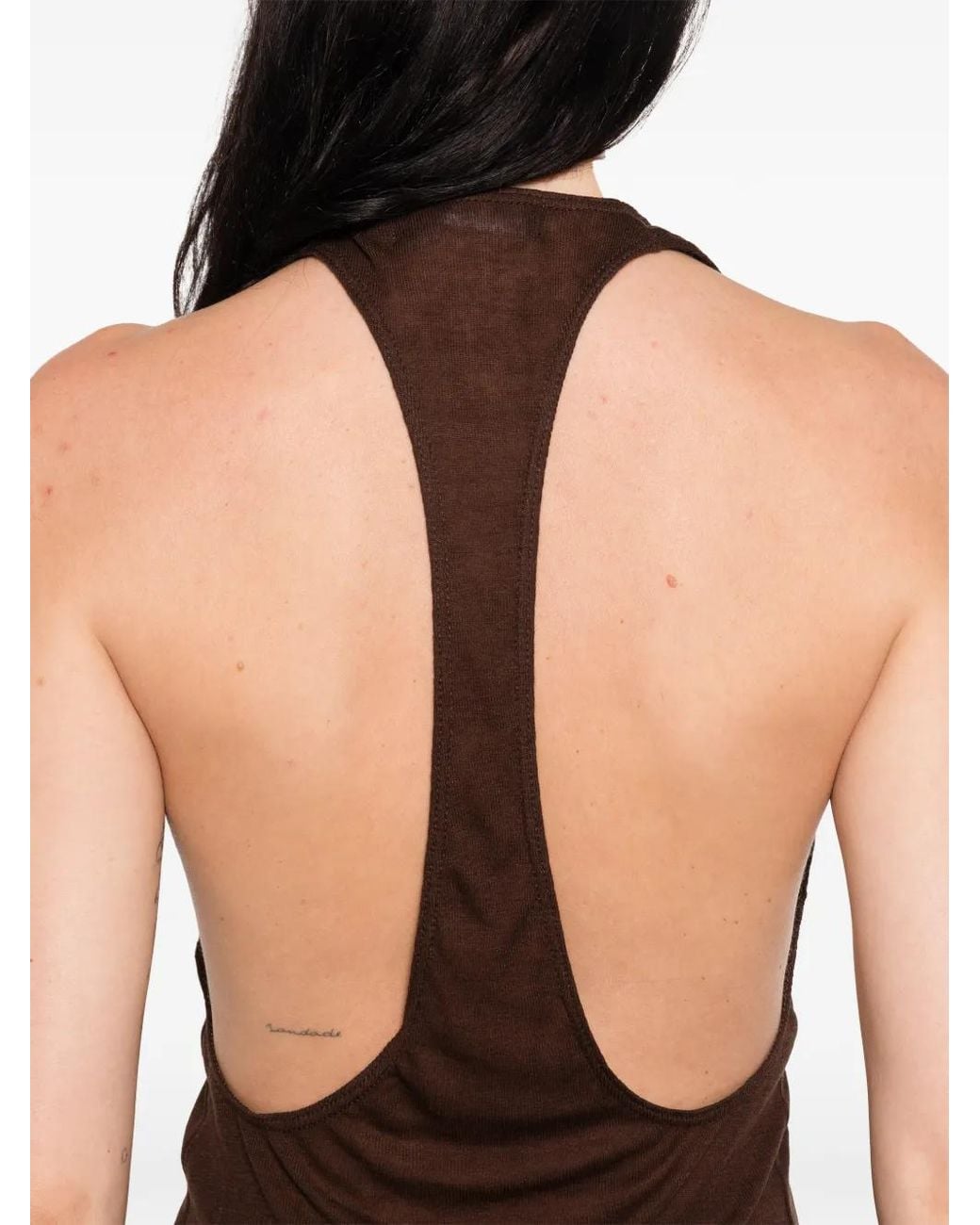 EB DENIM Brown Valley Sheer Racer Tank Top