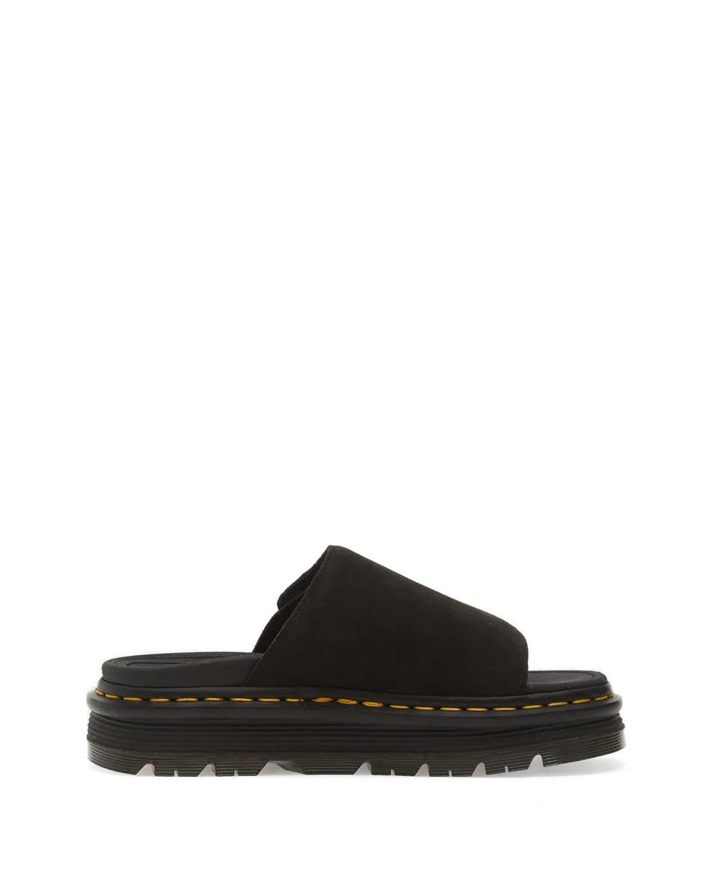 Dr. Martens Black Zebzag Touch-Strap Contrast-Stitch Slides