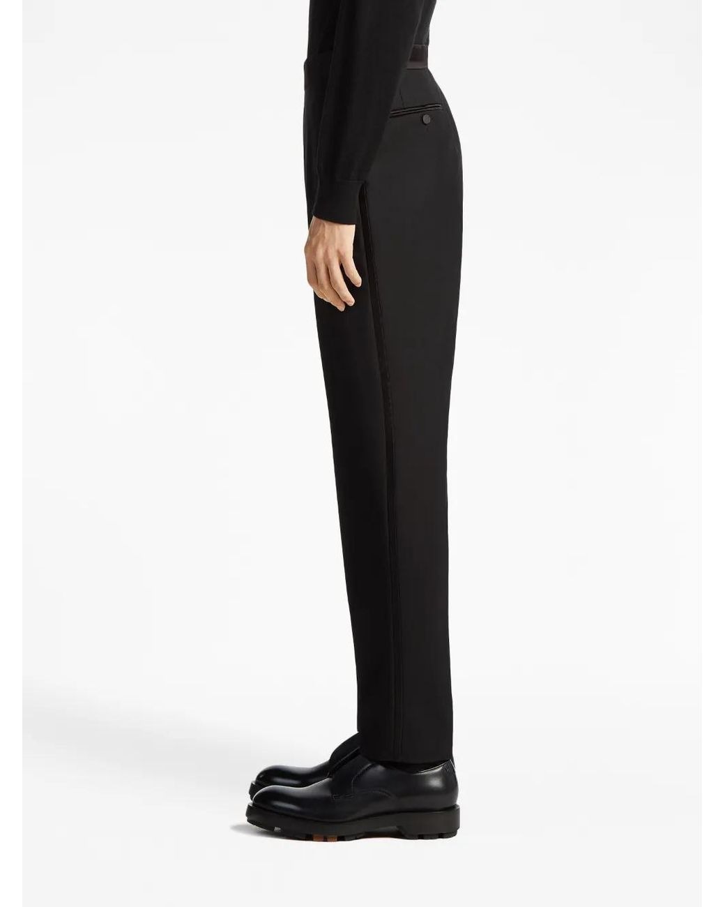 Zegna Black Wool-Mohair Tailored Trousers for men