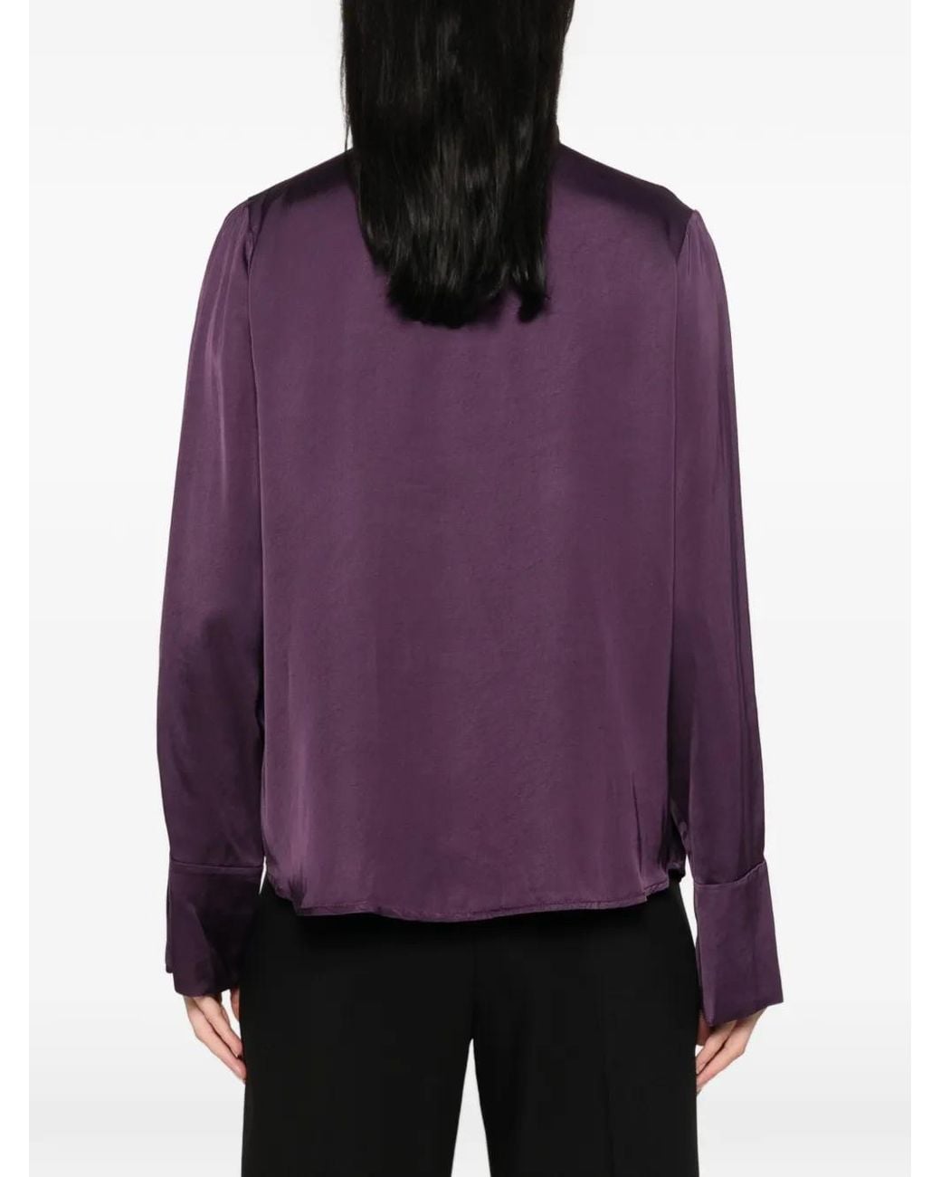 Dixie Purple Pussy-Bow Satin Blouse