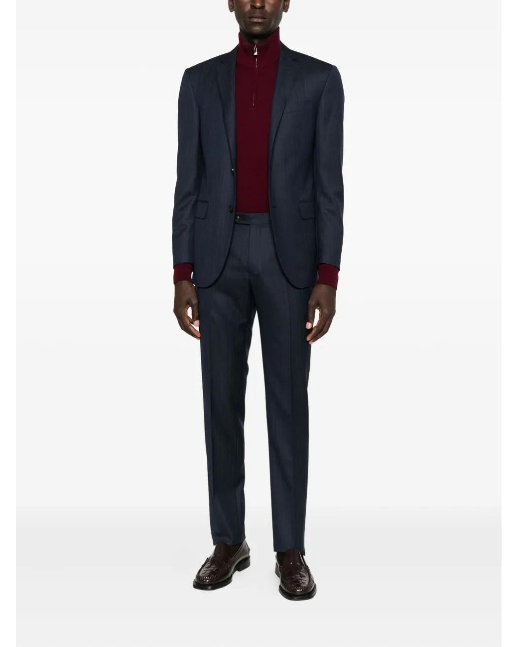 Corneliani Blue Wool Single Brested Suit for men