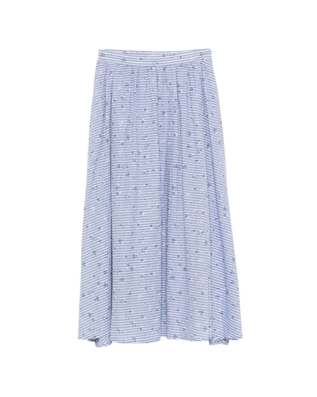 Manuel Ritz Blue Striped Floral Midi Skirt