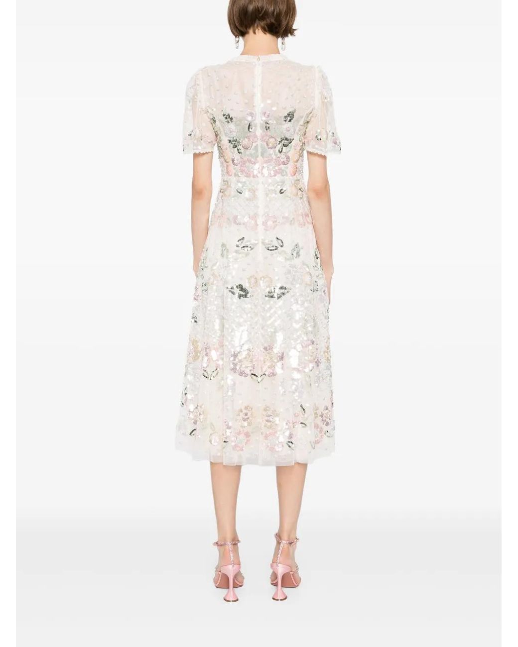 Needle & Thread Natural Sequin Embellishment Dress