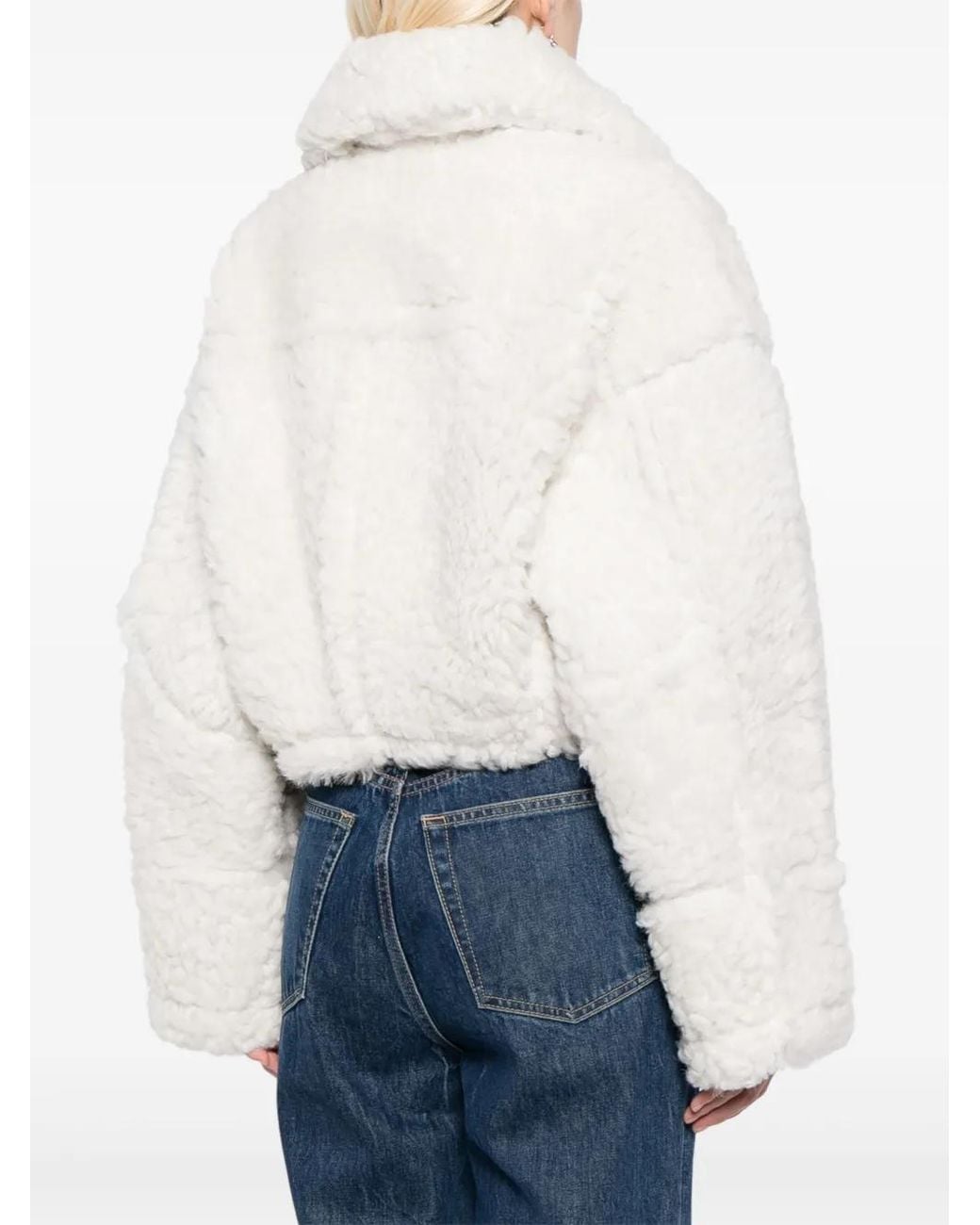 Halfboy White Cropped Shearling Jacket