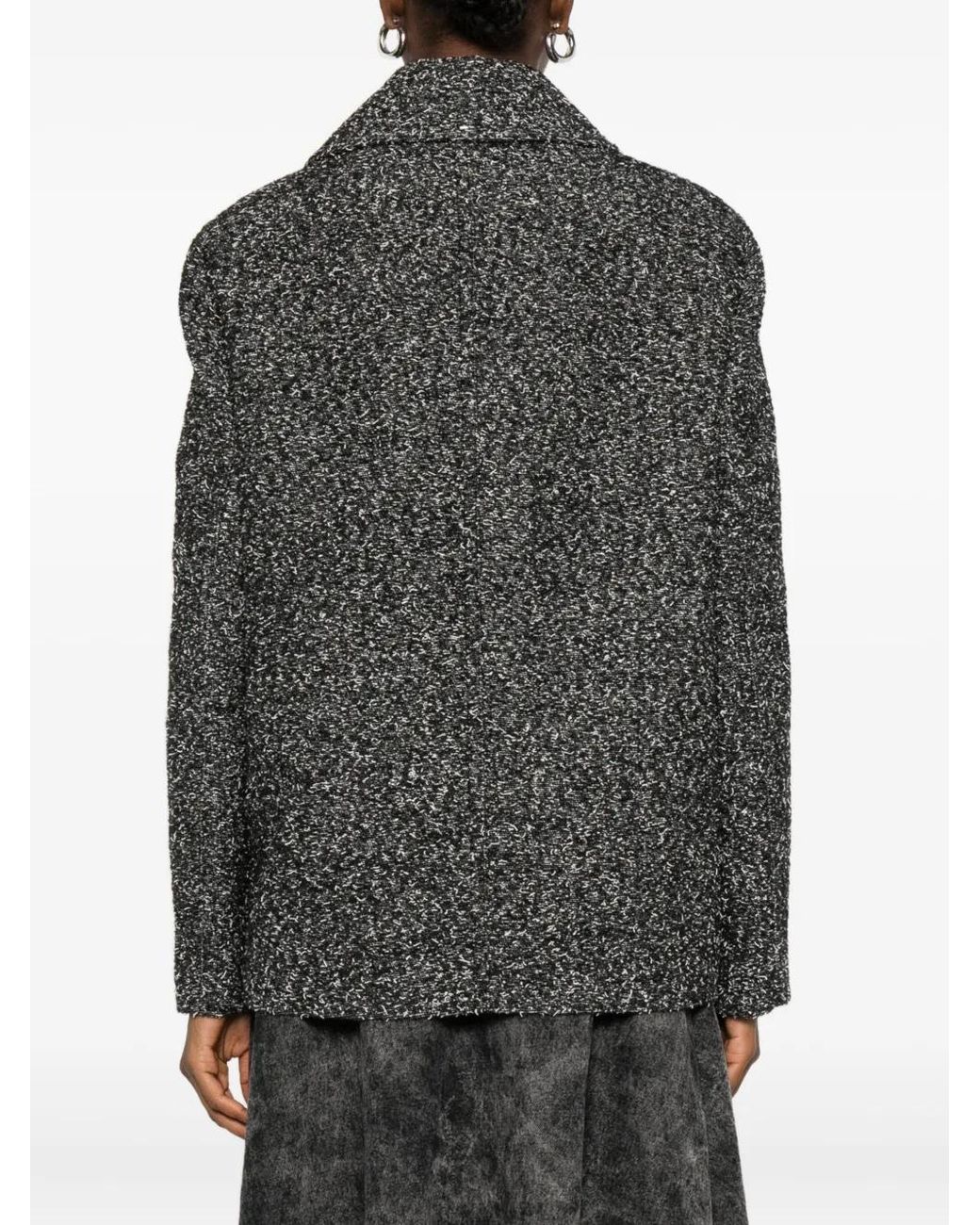 Sportmax Gray Double-Breasted Speckled Coat