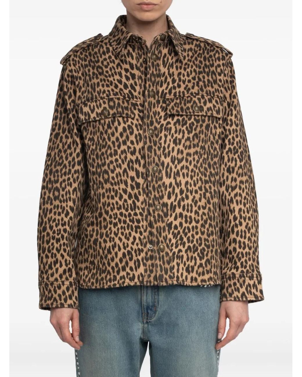 Zadig & Voltaire Brown Leopard-Print Button-Fastening Shirt