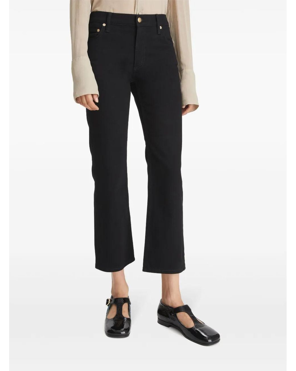 Vaqueros Acampanados Estilo Capri Tory Burch de color Black