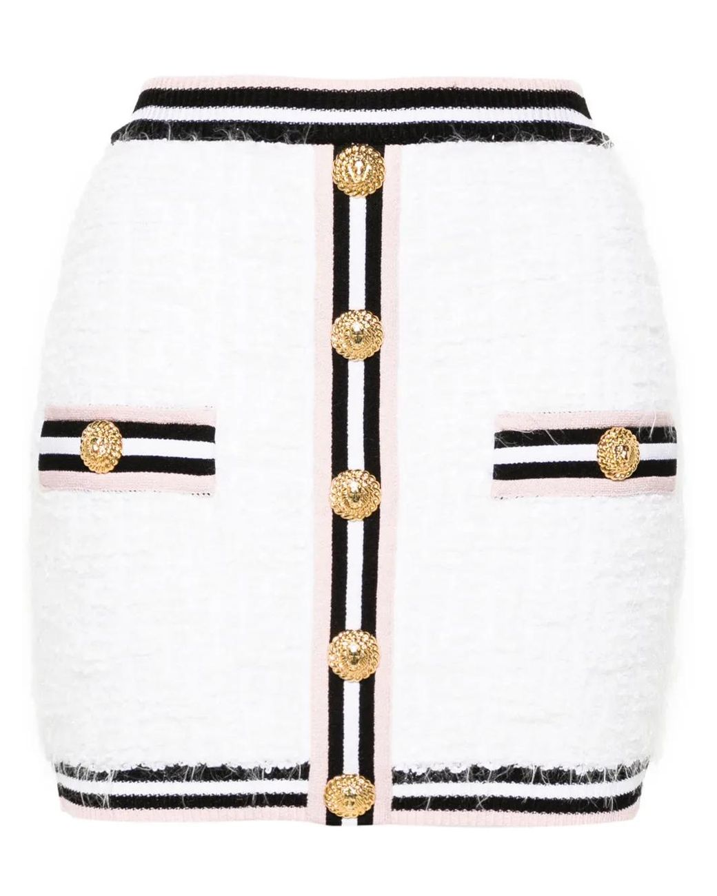 Balmain White Maze Monogram-Jacquard Miniskirt