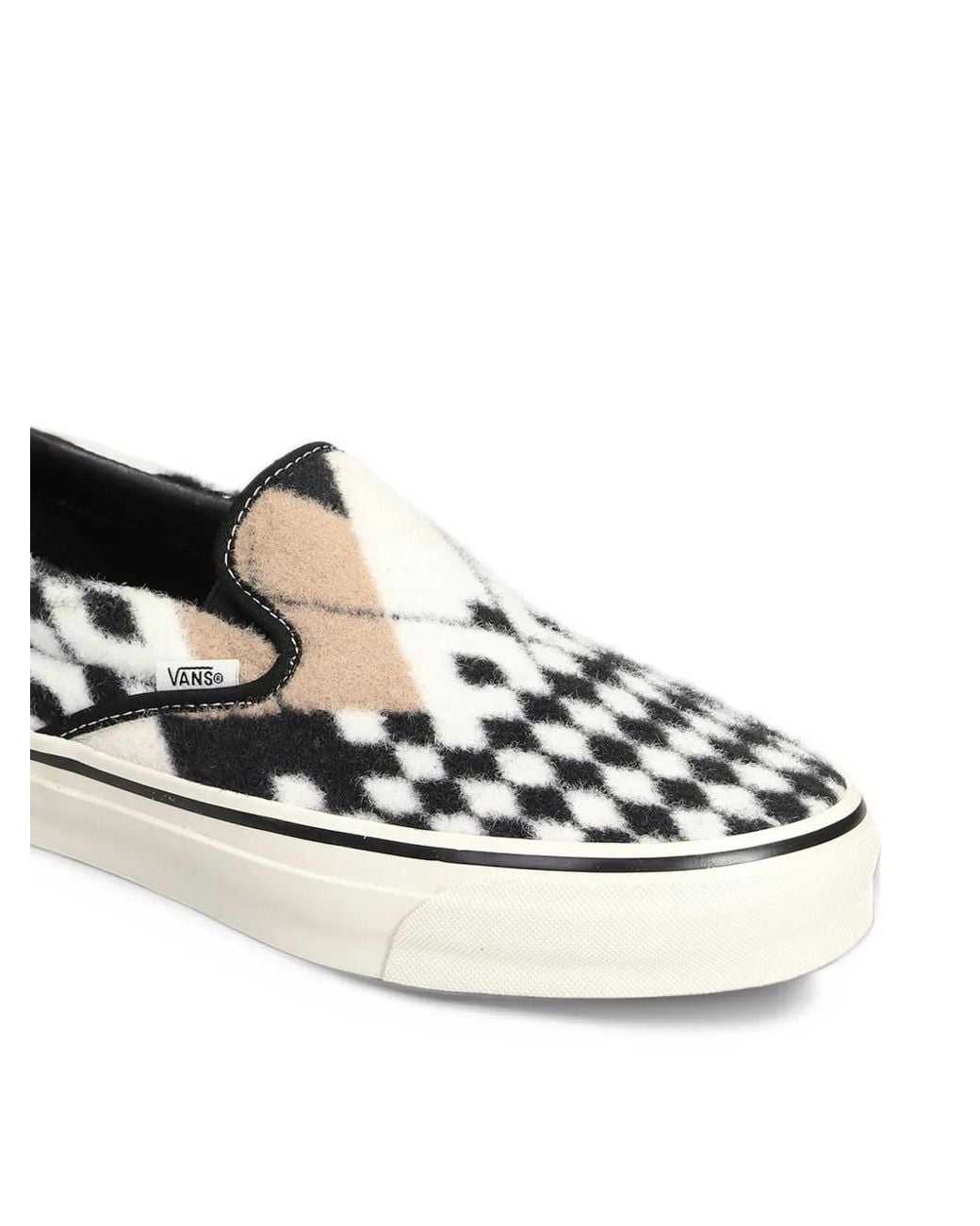 Vans White Checkered Argyle Slip-On Sneakers for men