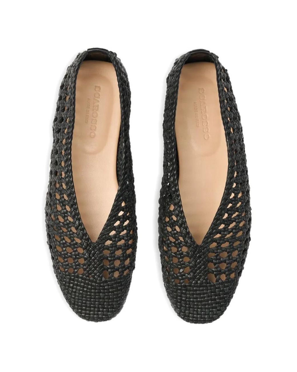 Scarosso Black Woven-Leather Ballet Flats