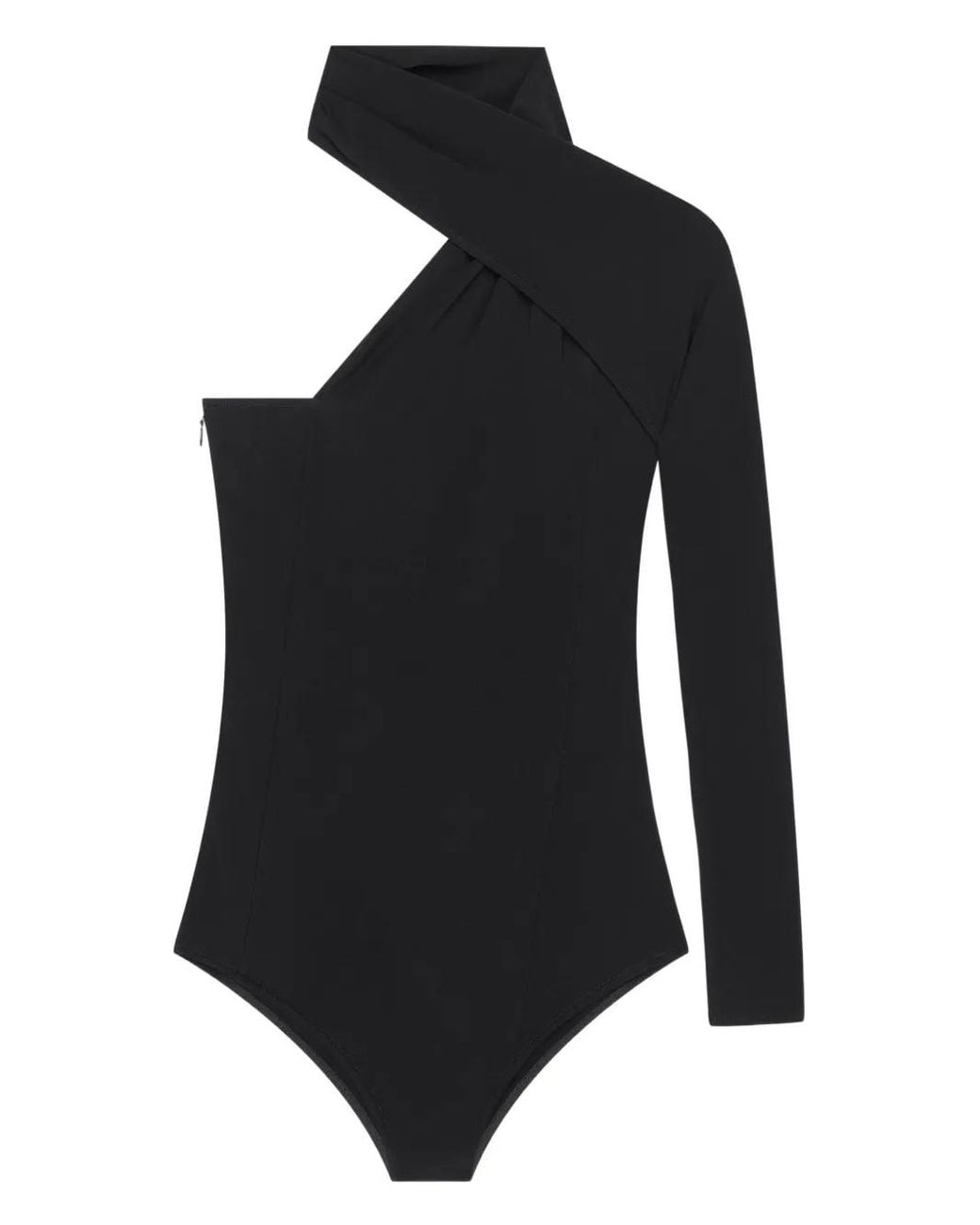 Courreges Black One-Shoulder Twisted Bodysuit
