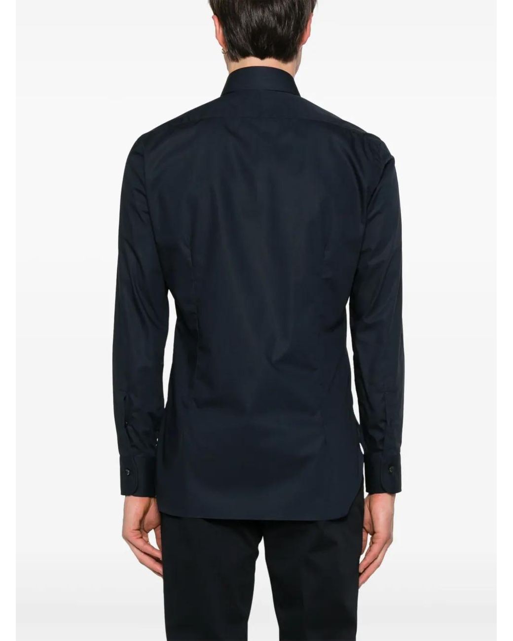 Barba Napoli Blue Spread-Collar Shirt for men