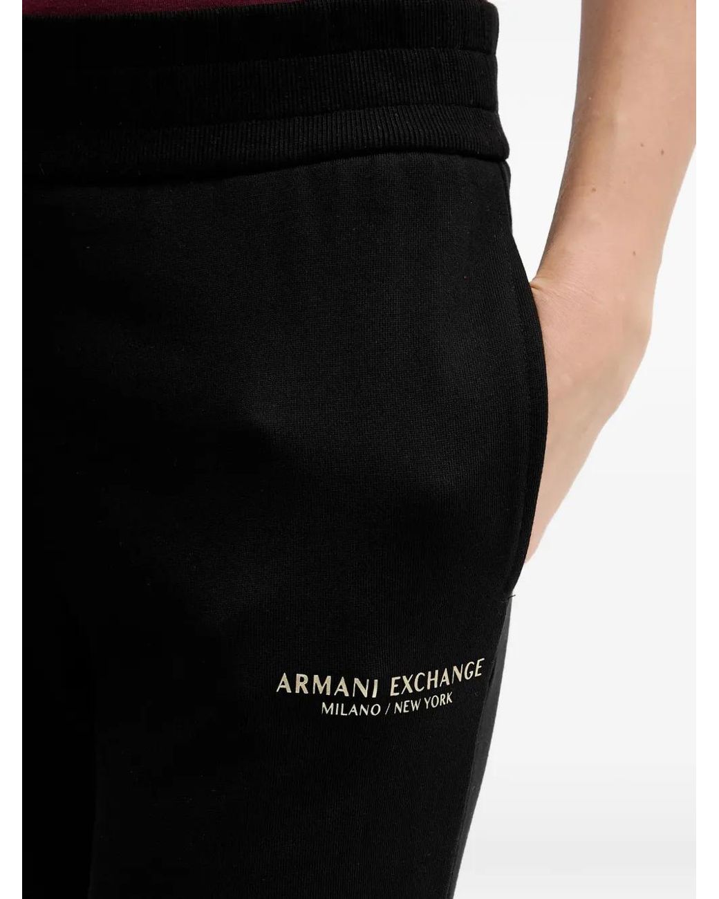 ARMANI EXCHANGE Black Logo-Detail Track Pants