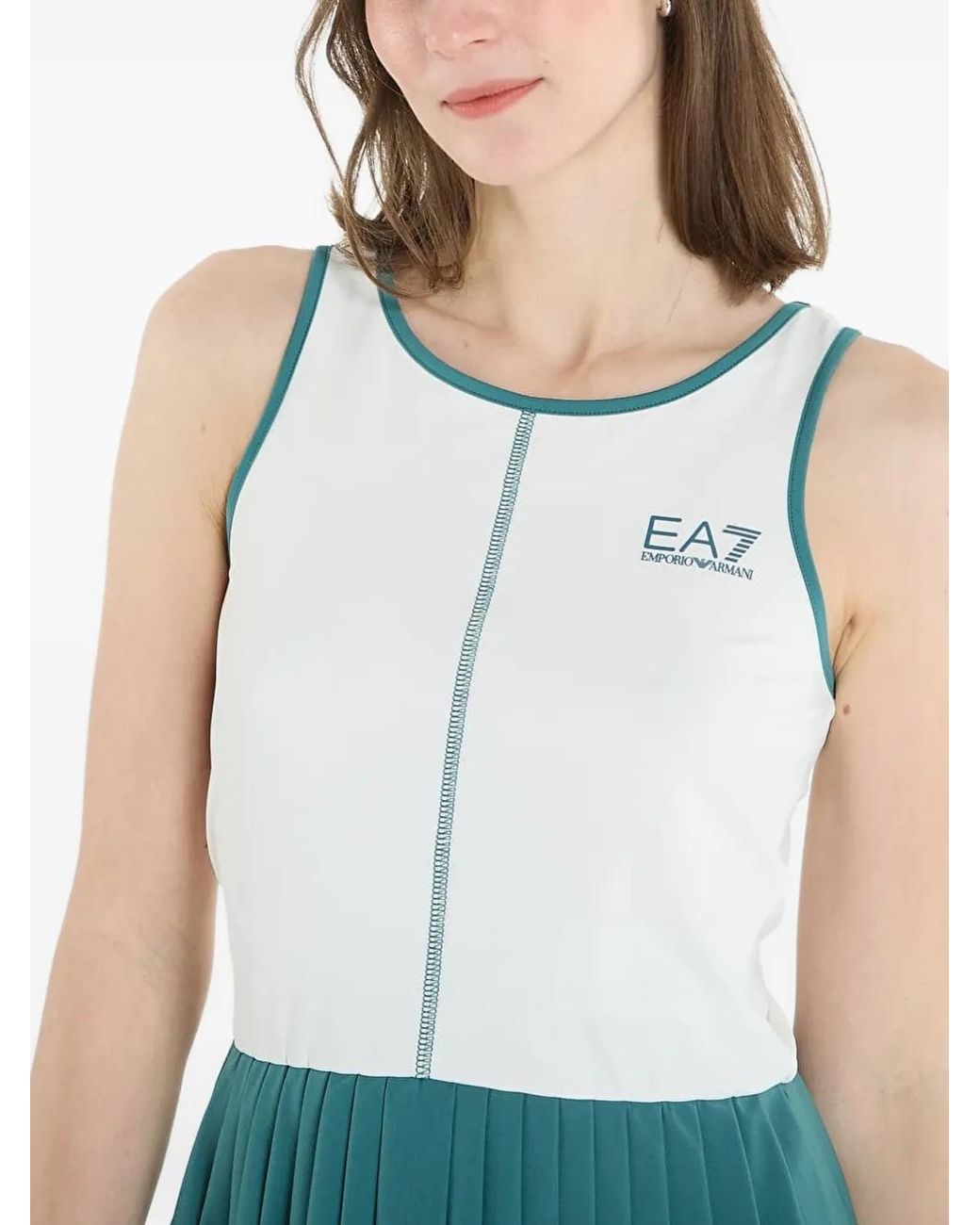 EA7 Blue Tennis Pro Pleated Sleeveless Mini Dress
