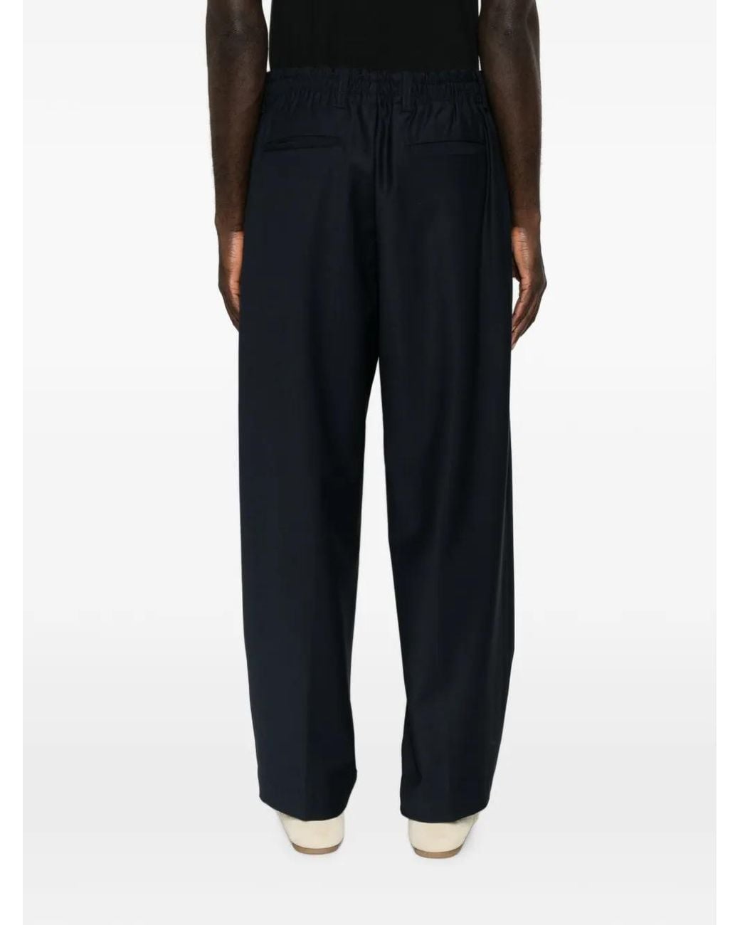 Myths Blue Pleated-Front Wide-Leg Trousers for men